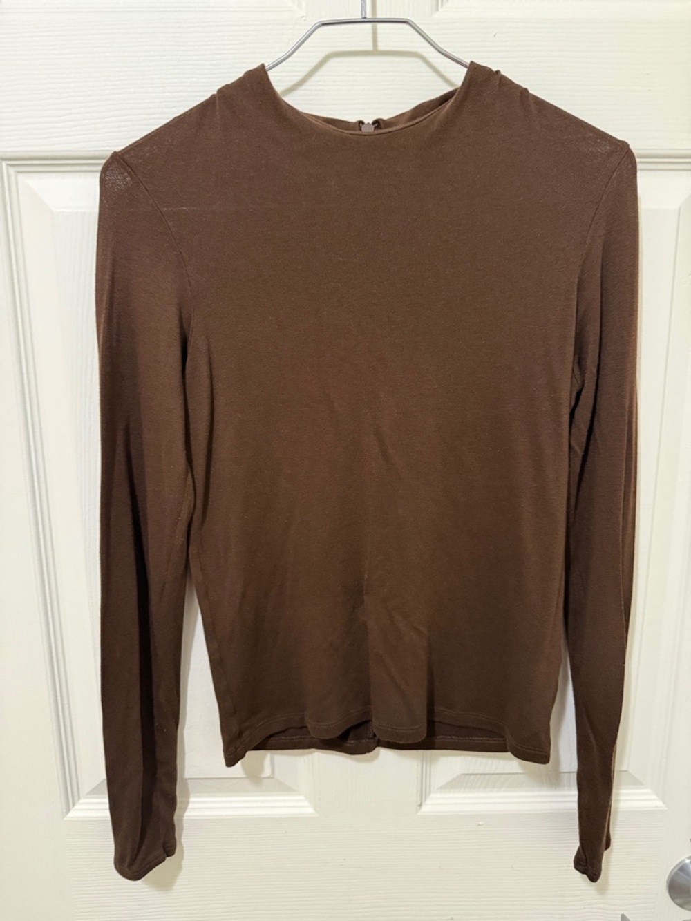 VINCE Small Brown Faux Turtleneck Top.